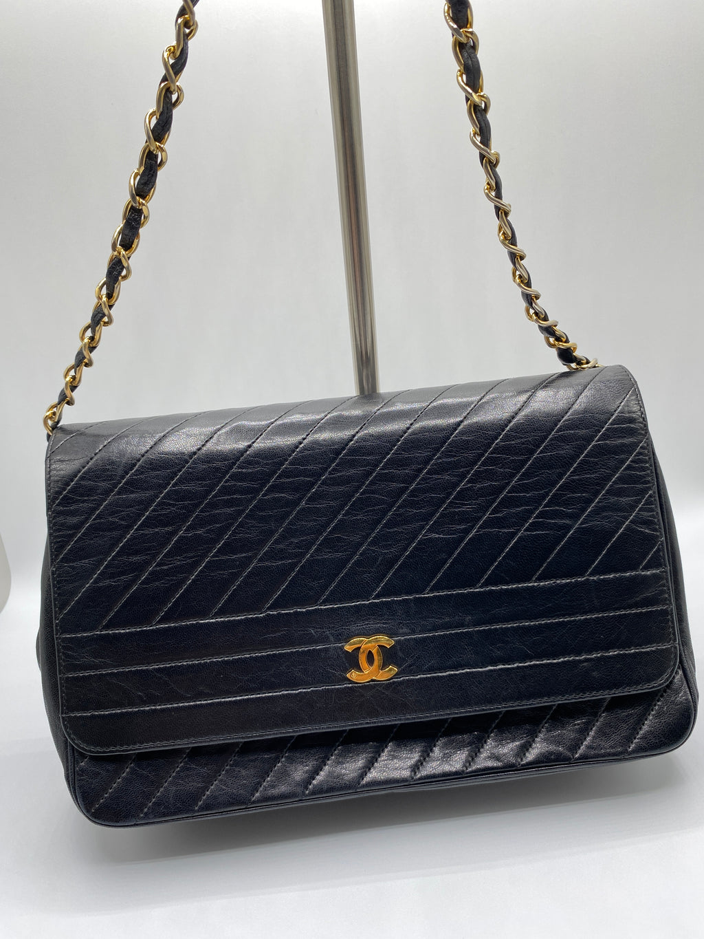 Chanel Diagonal Quilted Flap Bag