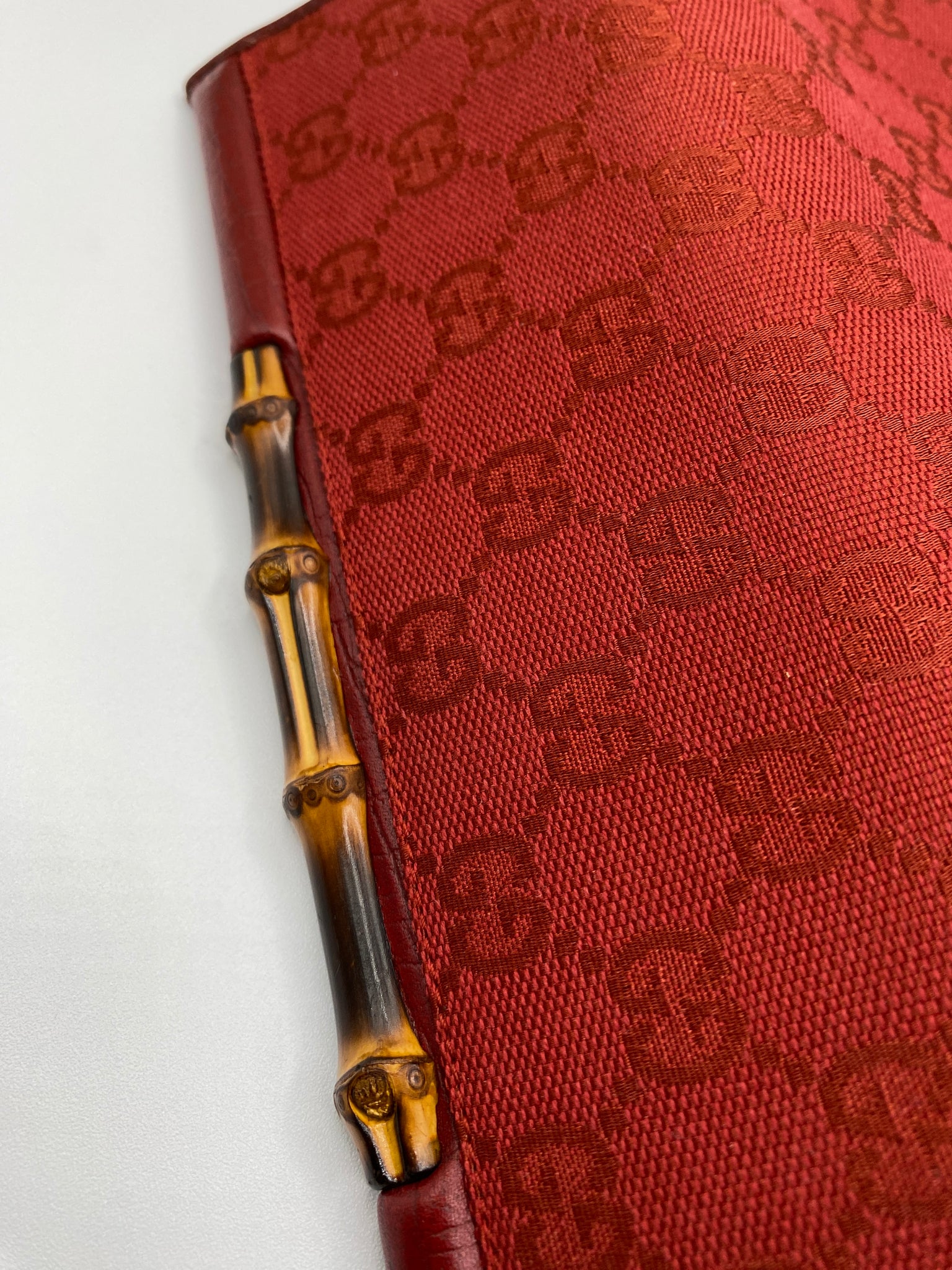 Gucci Monogram Canvas GG Bamboo Bar Clutch