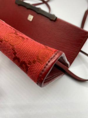 Gucci Monogram Canvas GG Bamboo Bar Clutch