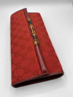 Gucci Monogram Canvas GG Bamboo Bar Clutch