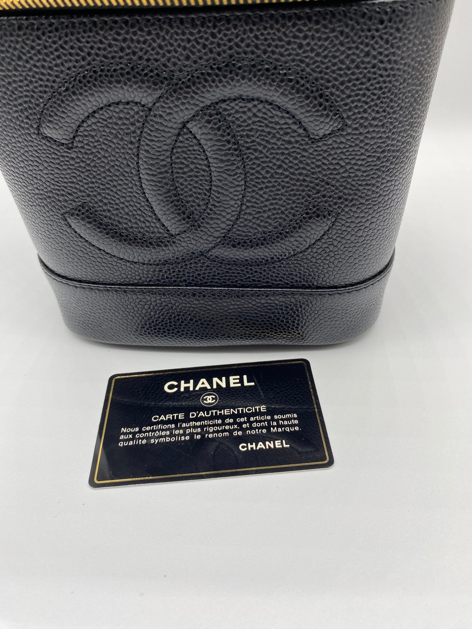 Chanel Caviar Leather Vanity Case Bag With Leather Strap #008