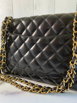 Chanel Lambskin Quilted Jumbo Classic Double Flap Bag