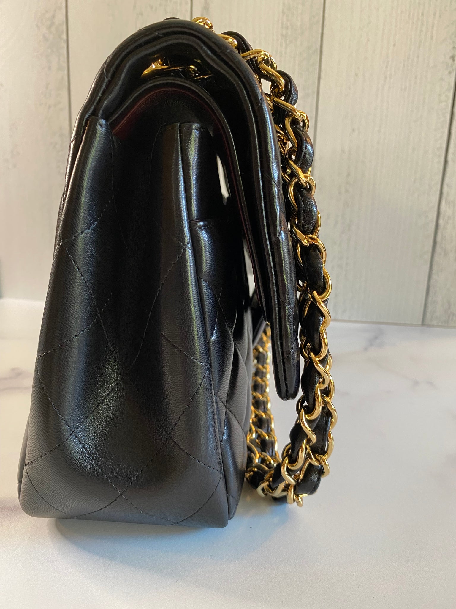 Chanel Lambskin Quilted Jumbo Classic Double Flap Bag